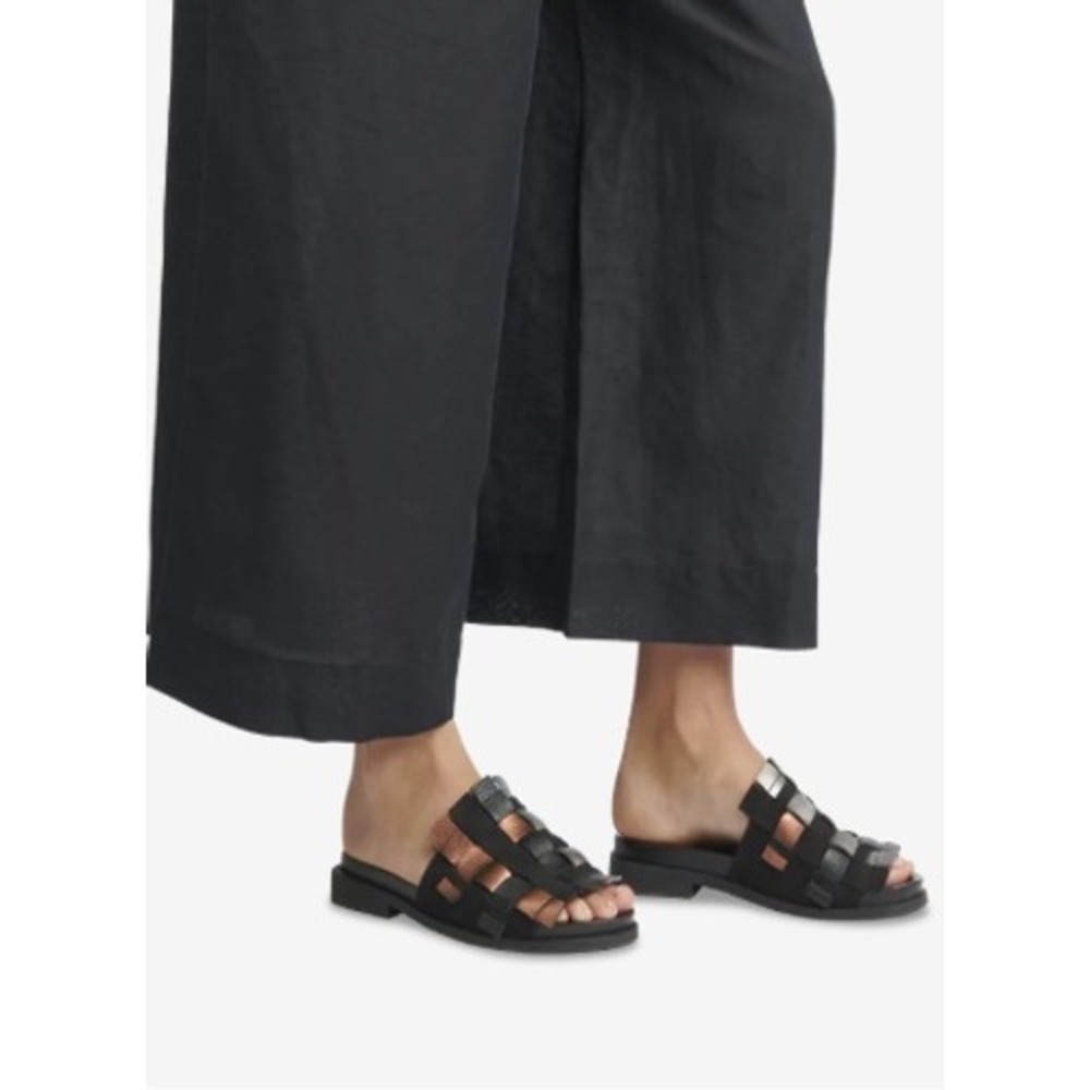 Arche Makkho Woven Leather Slide Sandals Black Bronze Silver Metallic Flat EU 37 - Picture 14 of 14
